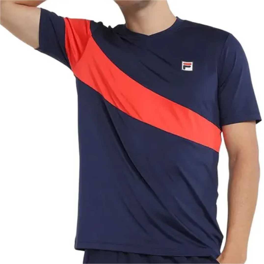 Camiseta Fila Flag - Marinho e Vermelho